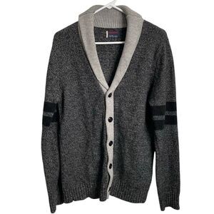 UNIONBAY Mens Cardigan Sweater M Y2K Wool Academia Varsity Preppy Tennis College
